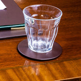 Chocolate Brown Leatherette Coaster, Round